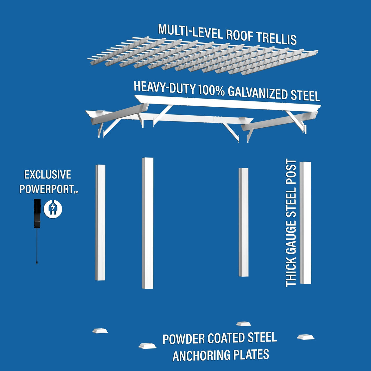 12x10 Hawthorne Traditional Steel Pergola With Sail Shade Soft Canopy