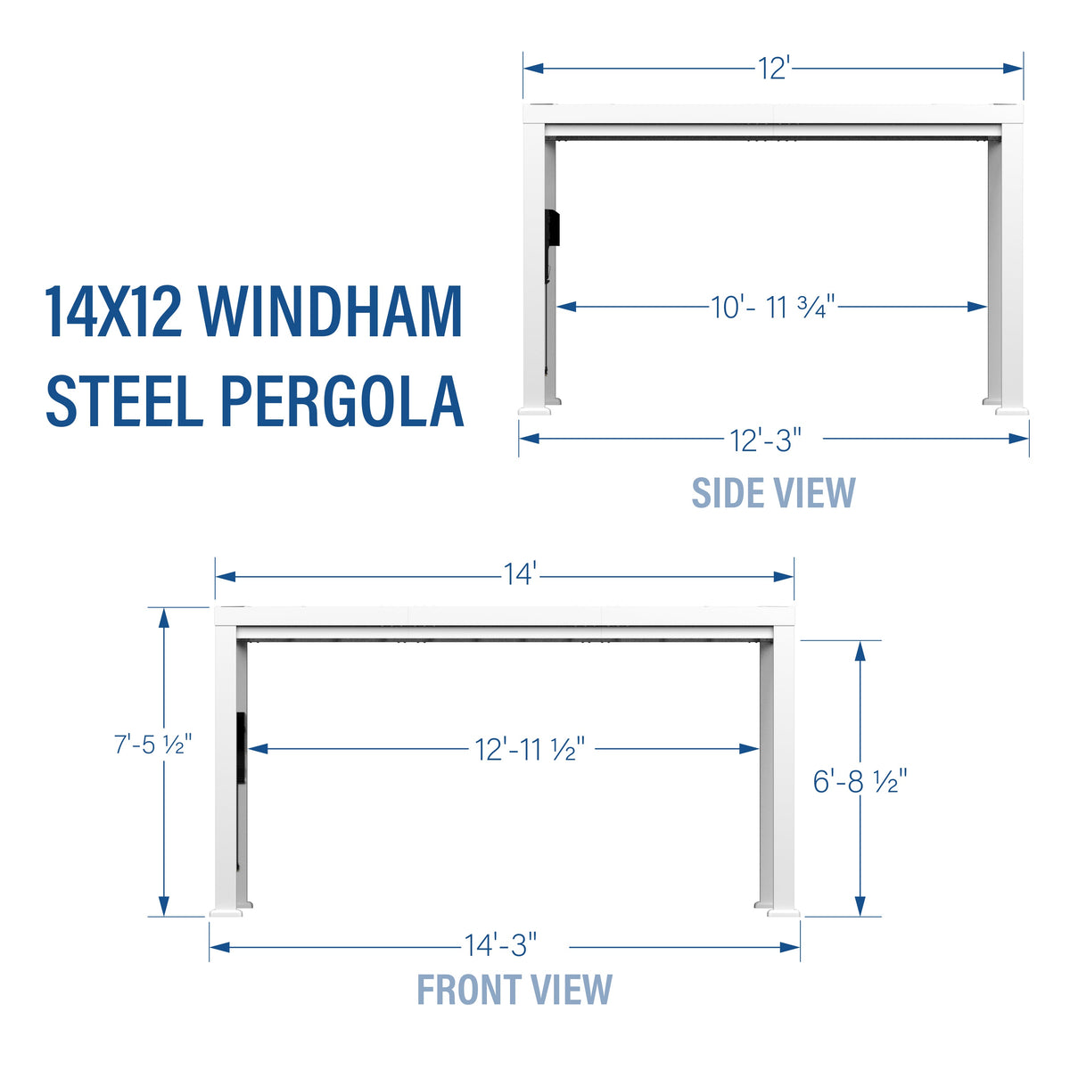 14x12 Windham Modern Steel Pergola With Sail Shade Soft Canopy