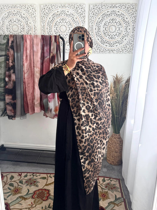 Water coloured Modal Printed Lepoard Hijab