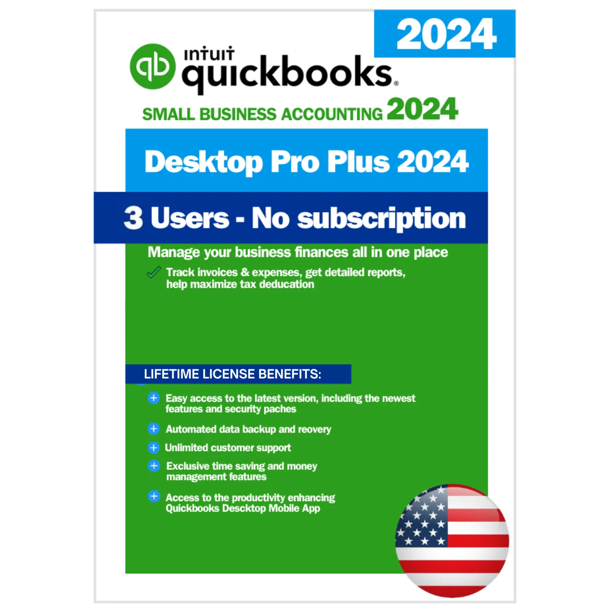 QuickBooks Desktop Pro Plus 2024 | Lifetime Activation |USA Version (3 Users)