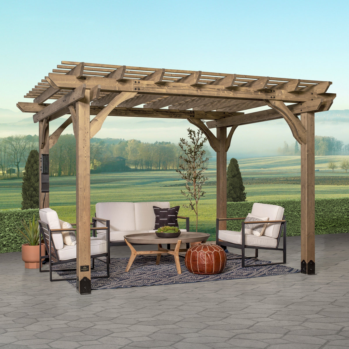 12x10 Fairhaven Pergola Rustic Finish