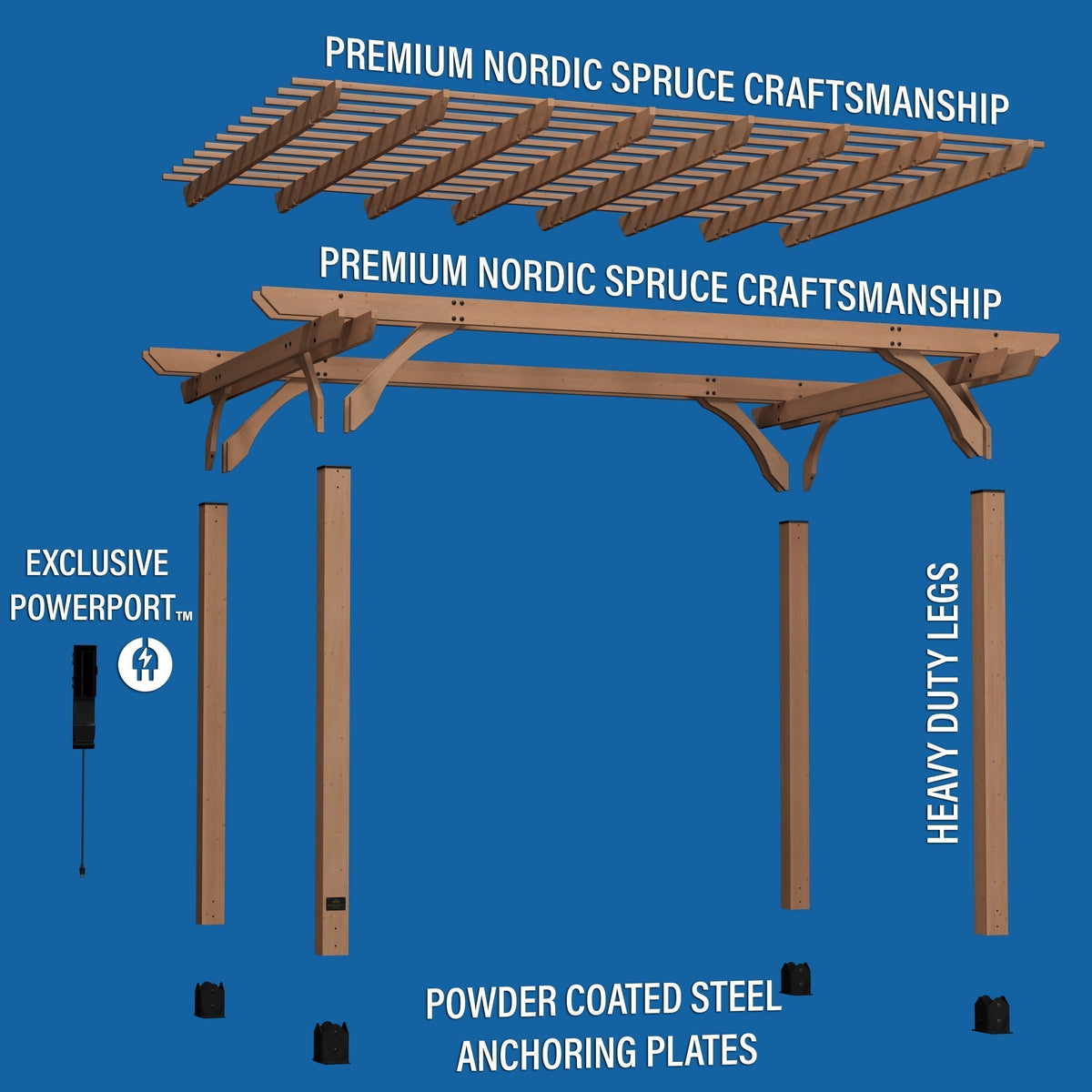 14x10 Fairhaven Pergola Rustic Finish