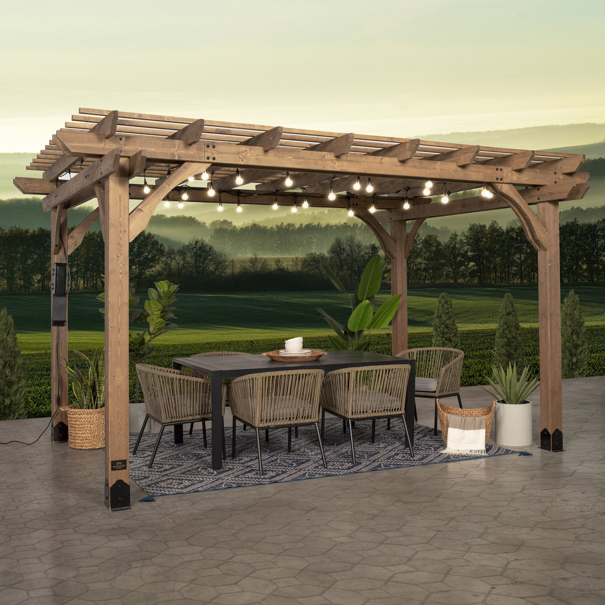 14x10 Fairhaven Pergola Rustic Finish