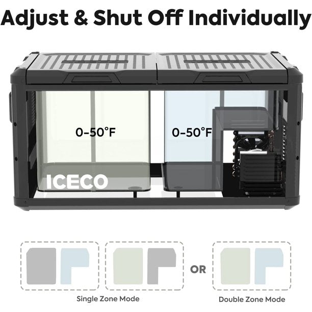 ICECO VL90 ProD 95 Quarts(90L) Dual Zone Portable Refrigerator, Multi Directional Lid, 12 Volt Refrigerator Home & Car Use