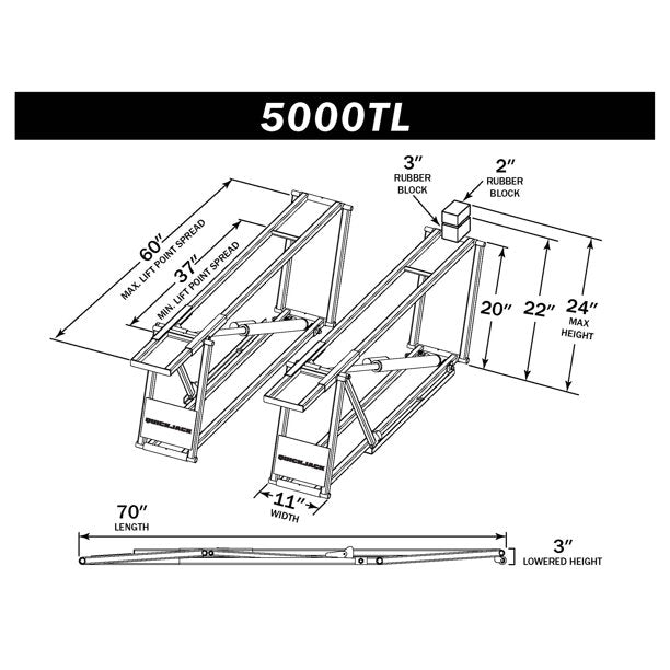 QuickJack 5000TL 5,000lb Portable Car Lift with 110V Power Unit