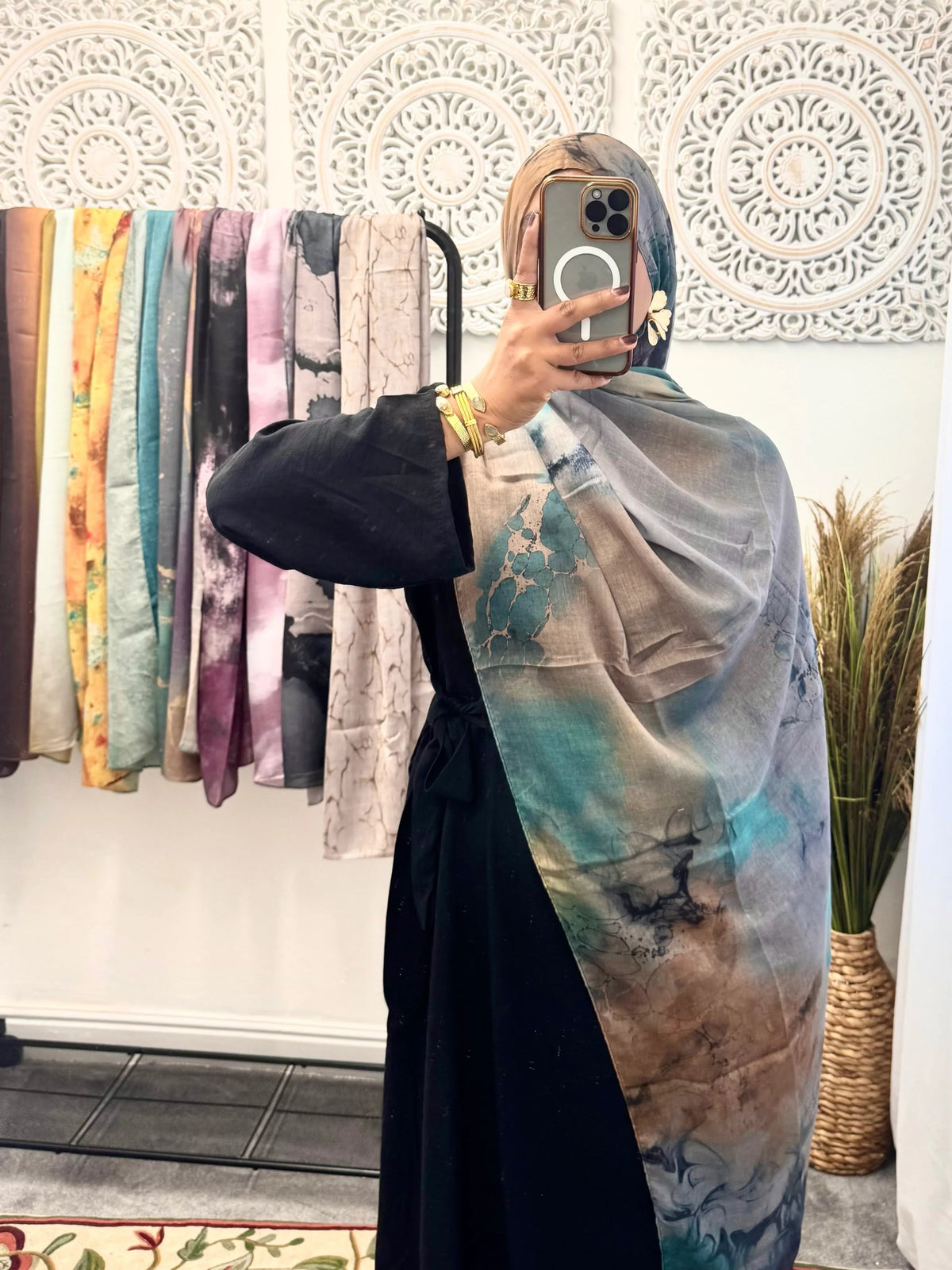 Water coloured Modal Printed Sea Ripple Hijab