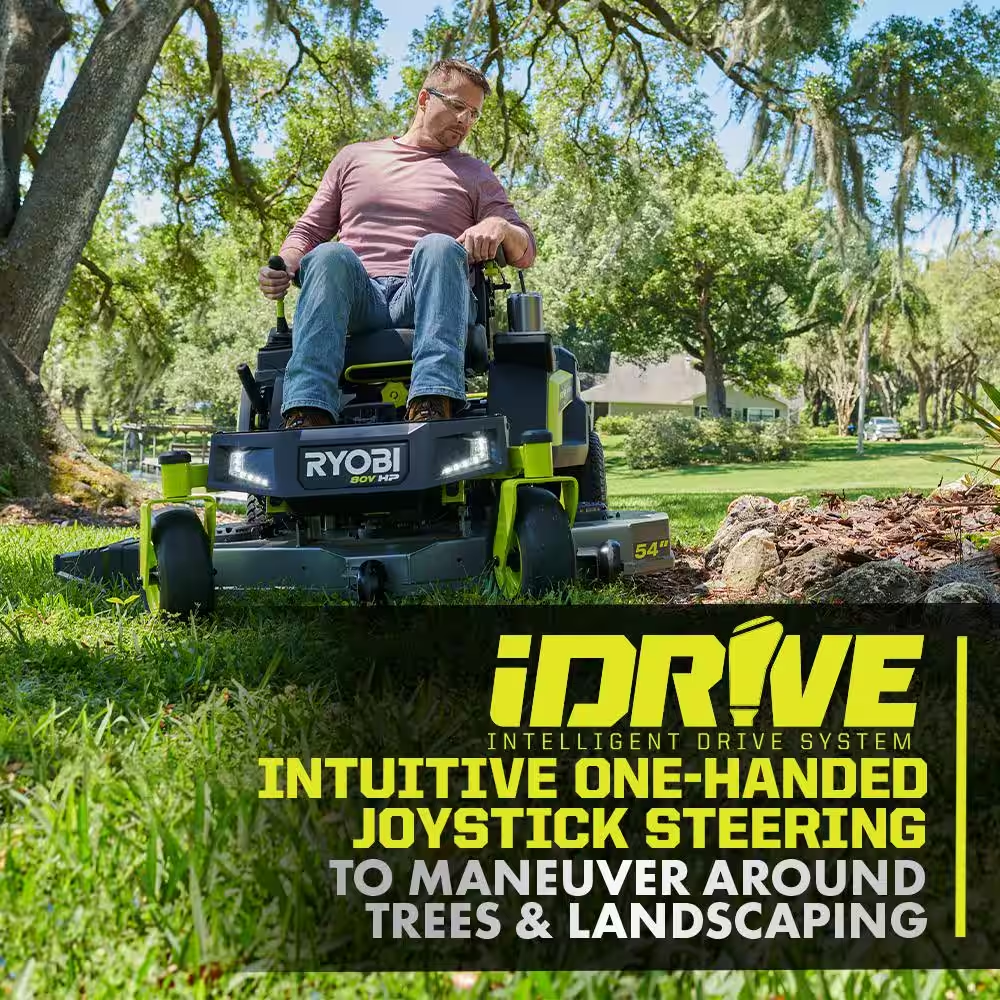 80V HP Brushless 54 In. Battery Electric Cordless Zero Turn Riding Mower (3) 80V Batteries (4) 40V Batteries and Charger