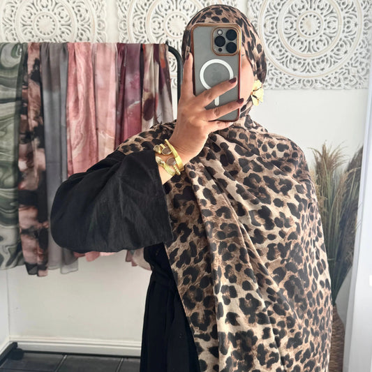 Water coloured Modal Printed Lepoard Hijab