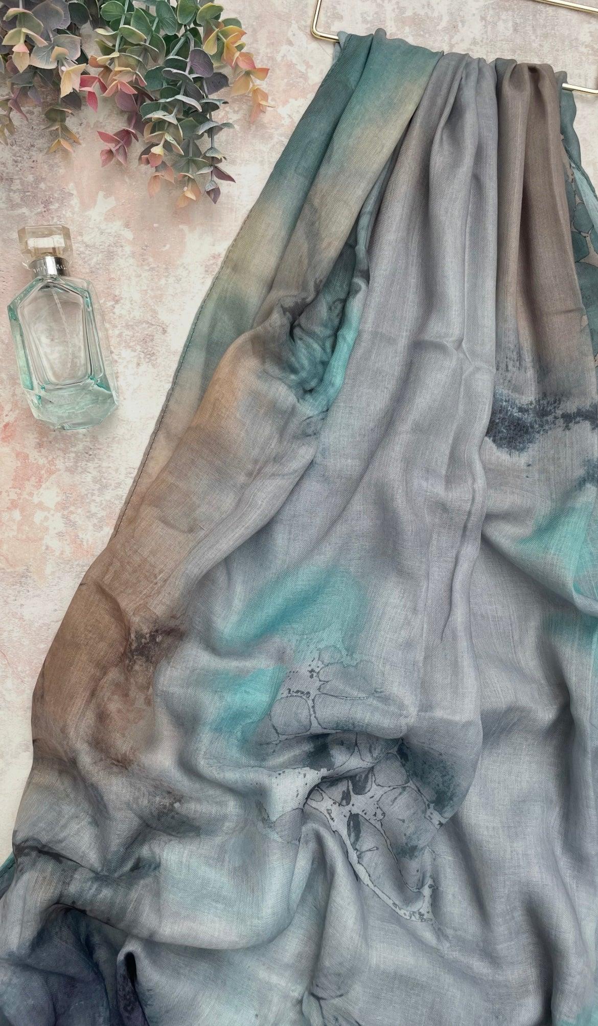 Water coloured Modal Printed Sea Ripple Hijab