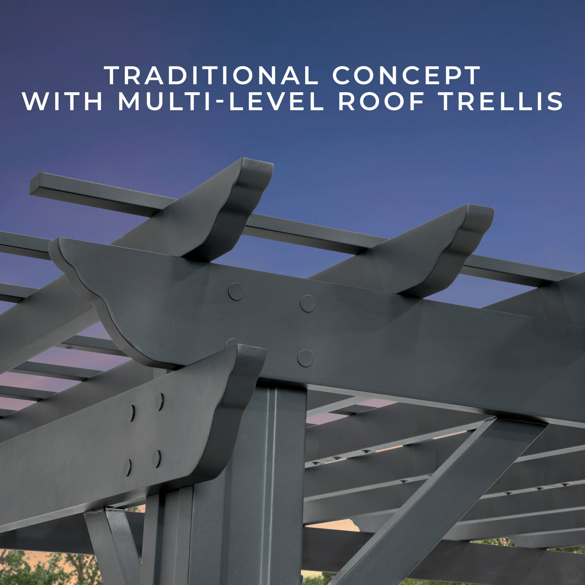 14x10 Stratford Traditional Steel Pergola With Sail Shade Soft Canopy