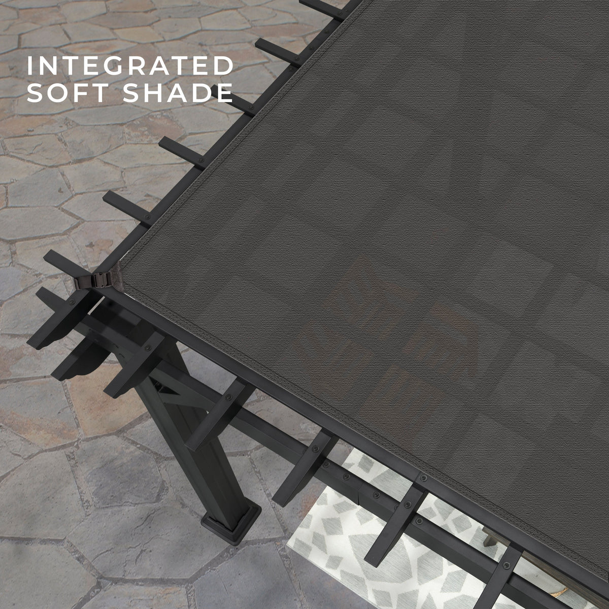 14x10 Stratford Traditional Steel Pergola With Sail Shade Soft Canopy