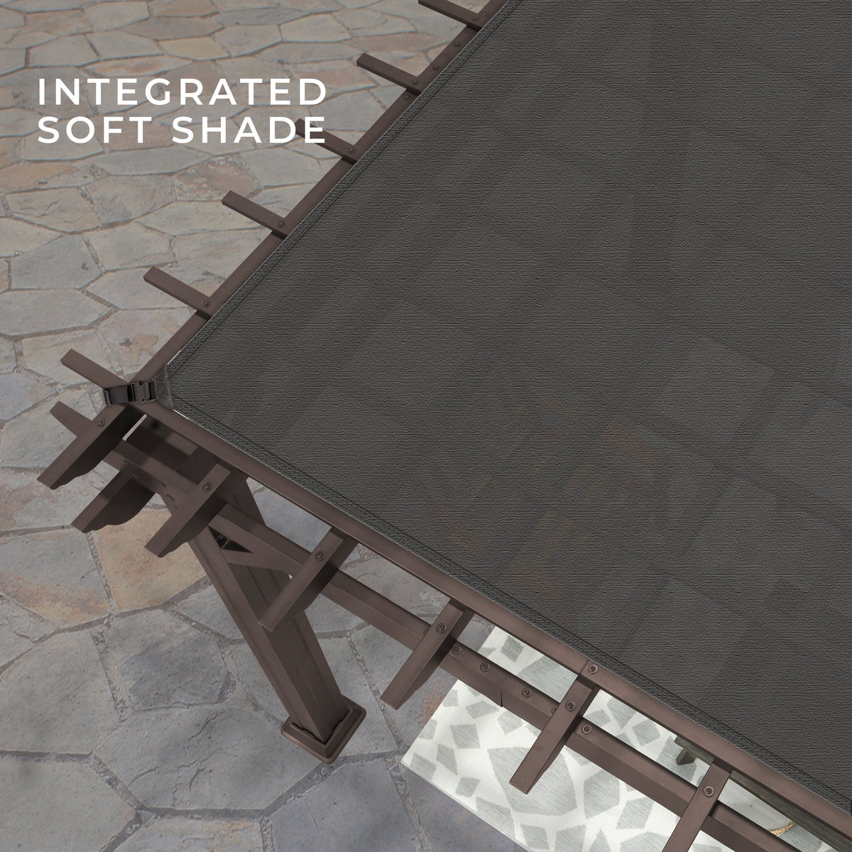 14x12 Ashford Traditional Steel Pergola With Sail Shade Soft Canopy