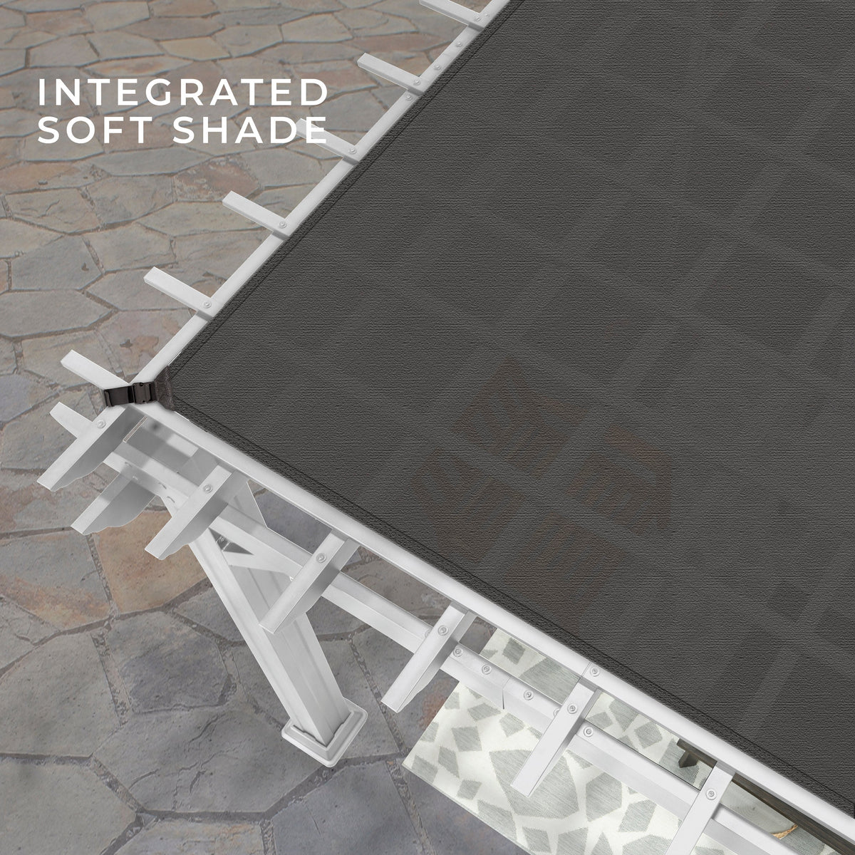 16x12 Hawthorne Traditional Steel Pergola With Sail Shade Soft Canopy