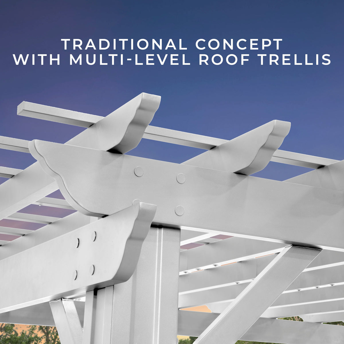 16x12 Hawthorne Traditional Steel Pergola With Sail Shade Soft Canopy