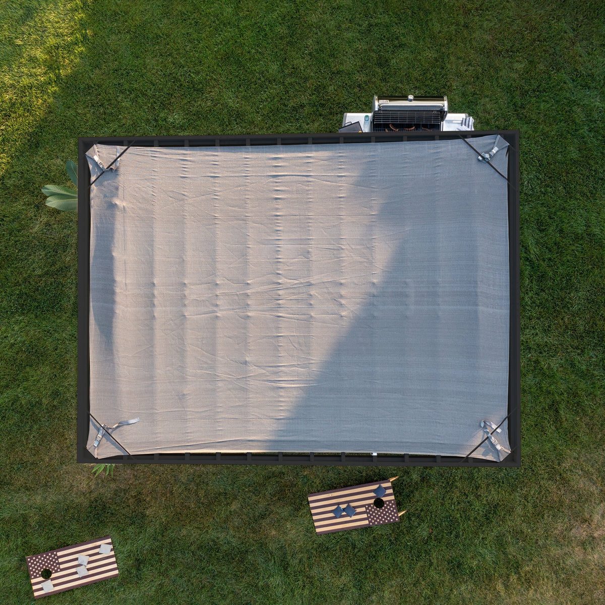 16x12 Trenton Modern Steel Pergola With Sail Shade Soft Canopy