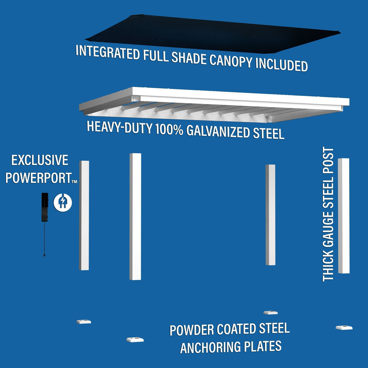 14x10 Windham Modern Steel Pergola With Sail Shade Soft Canopy