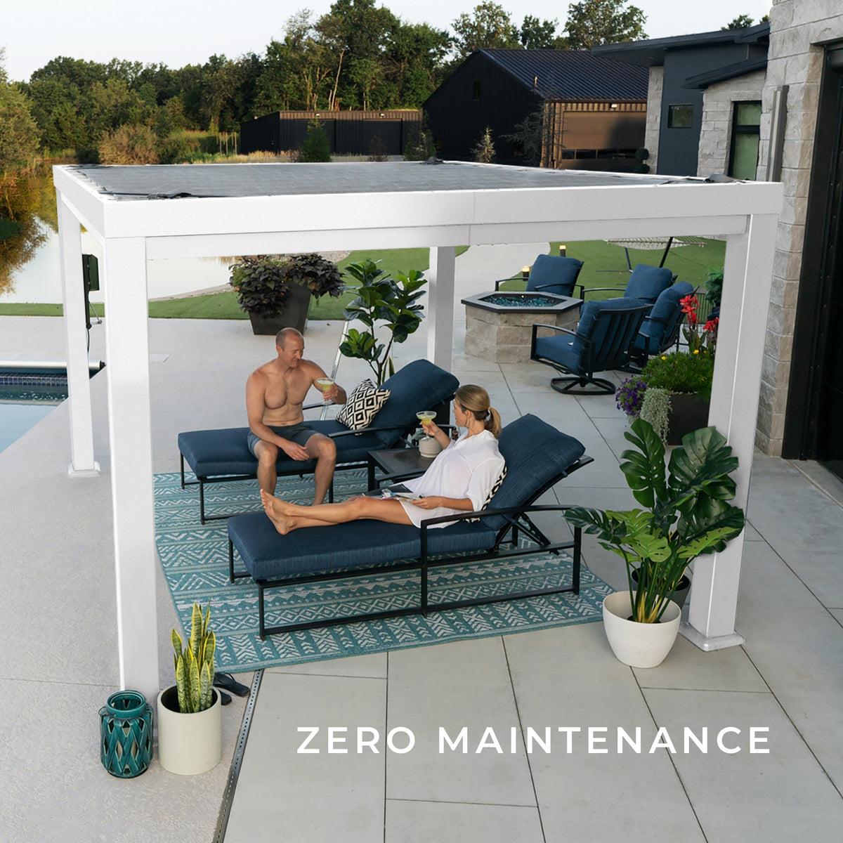 12x10 Windham Modern Steel Pergola With Sail Shade Soft Canopy