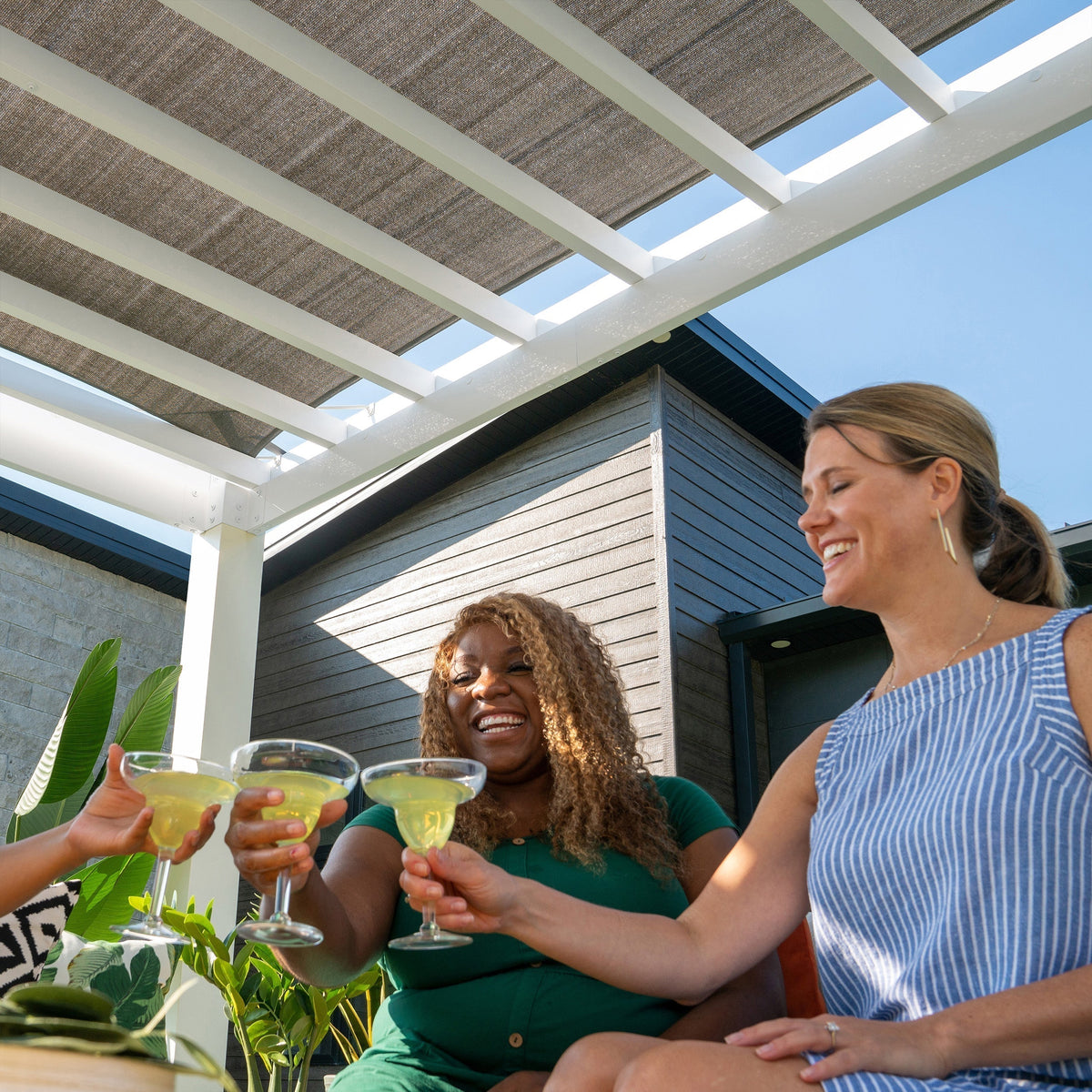 14x12 Windham Modern Steel Pergola With Sail Shade Soft Canopy