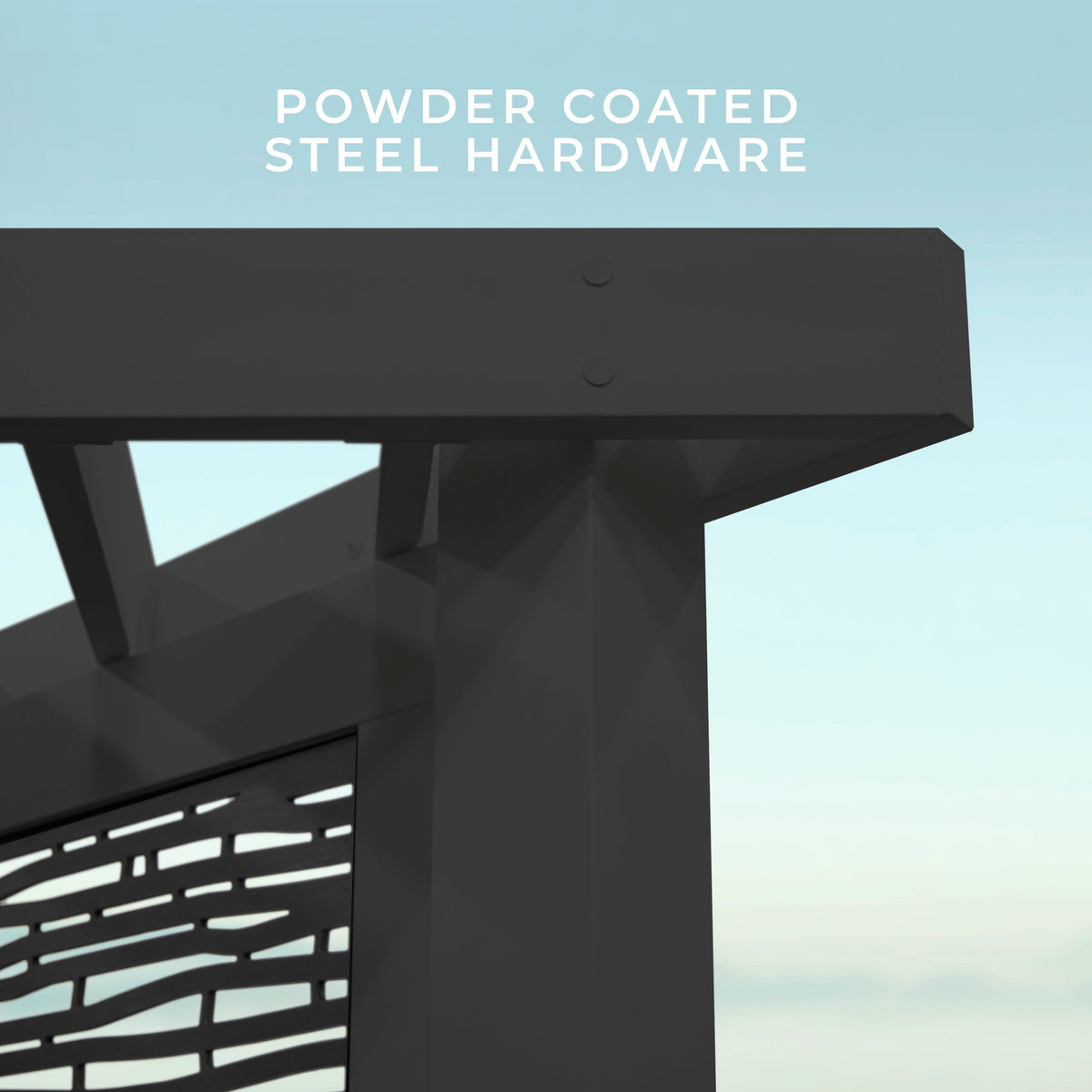 Glendale Modern Steel Cabana Pergola with Conversational Seating