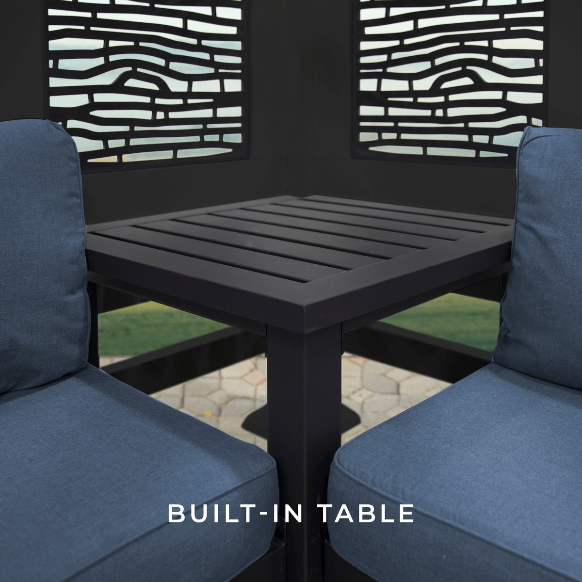 Glendale Modern Steel Cabana Pergola with Conversational Seating