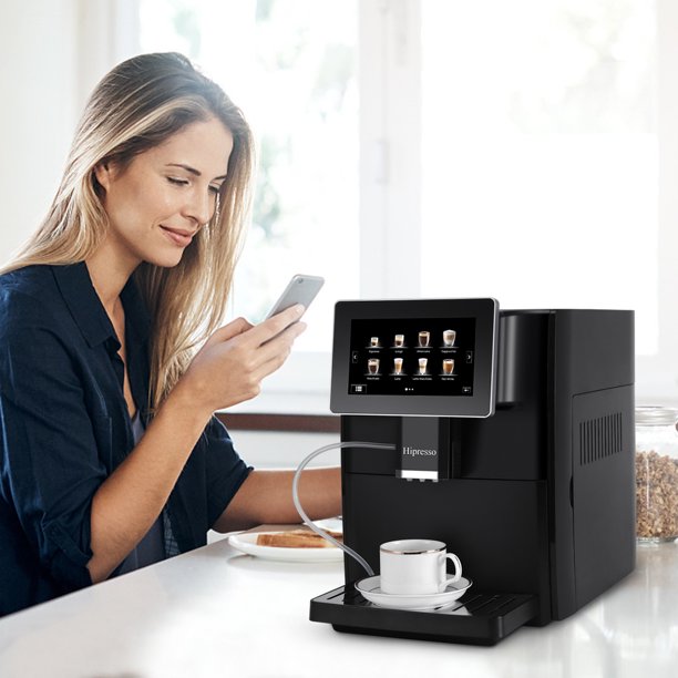 Hipresso Programmable Super automatic Espresso Coffee Machine with Large 7 inches HD TFT Display for Brewing