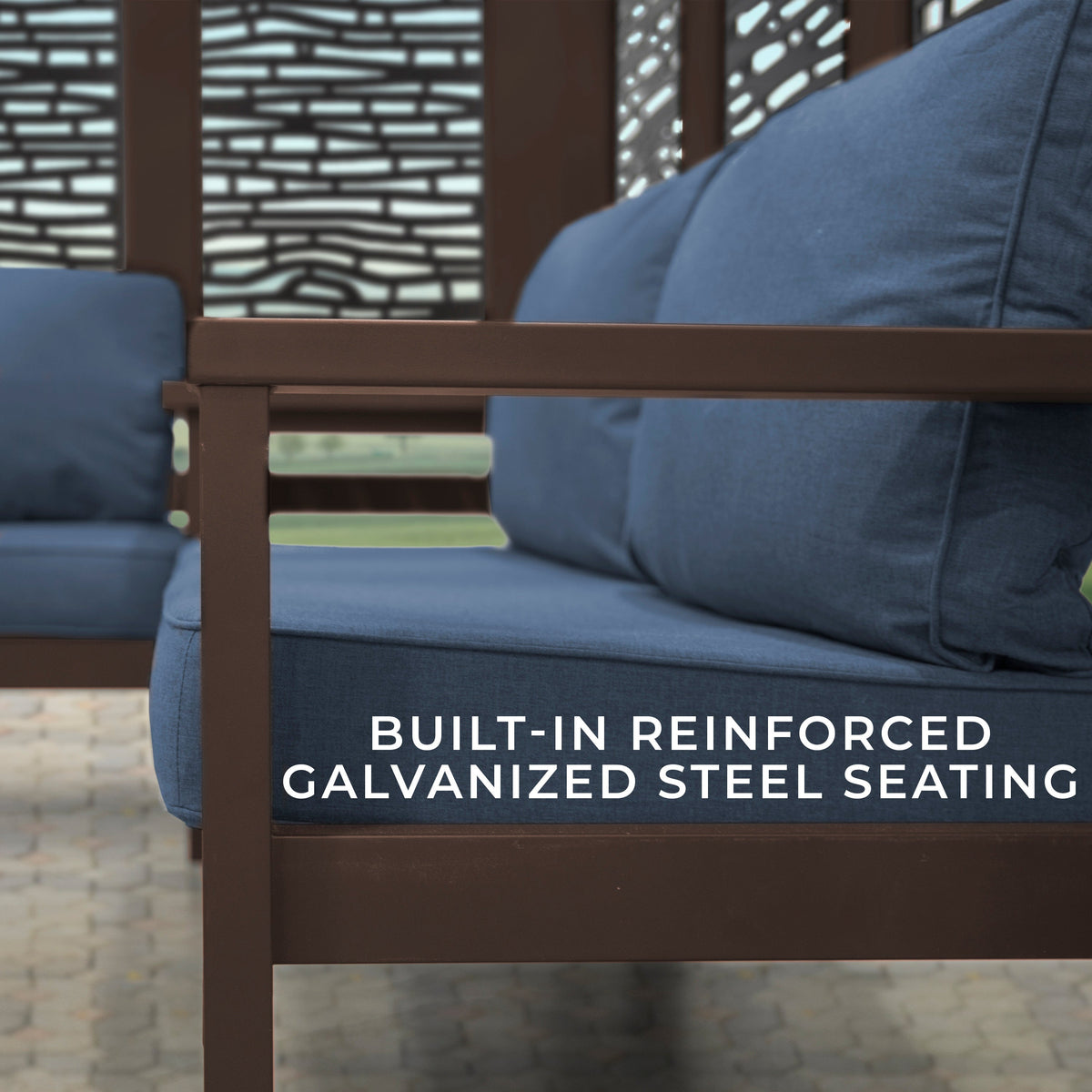 Hillsdale Traditional Steel Cabana Pergola with Conversational Seating