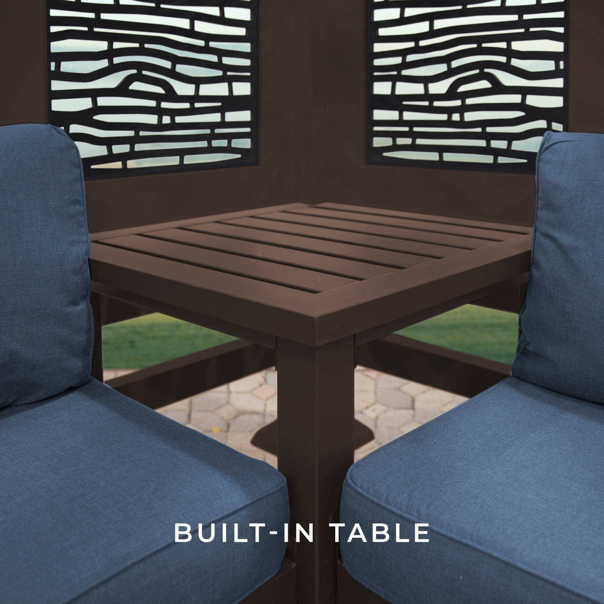 Hillsdale Traditional Steel Cabana Pergola with Conversational Seating