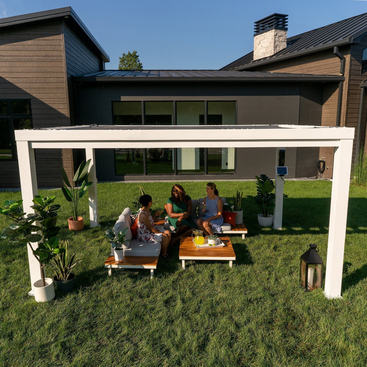 14x10 Windham Modern Steel Pergola With Sail Shade Soft Canopy