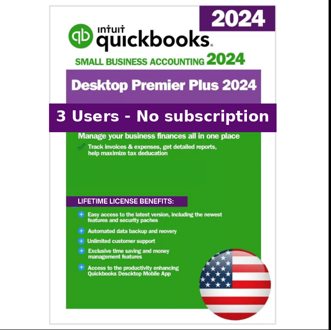 QuickBooks Desktop Premier 2024  Lifetime Activation | USA Version (3 Users)