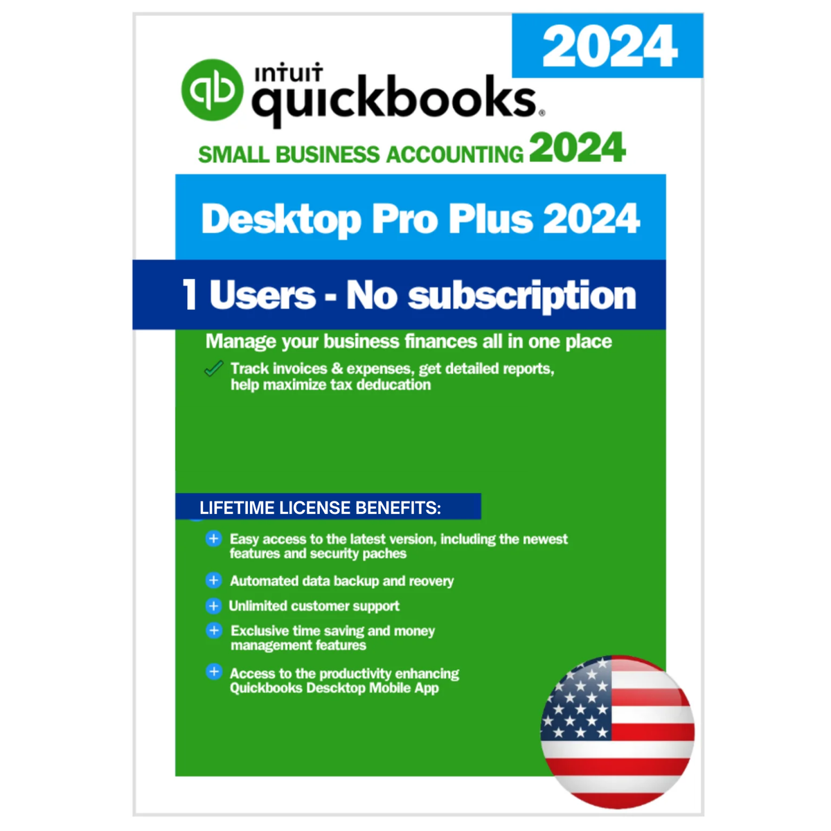 QuickBooks Desktop Pro Plus 2024  | Lifetime Activation |USA Version (1 User)